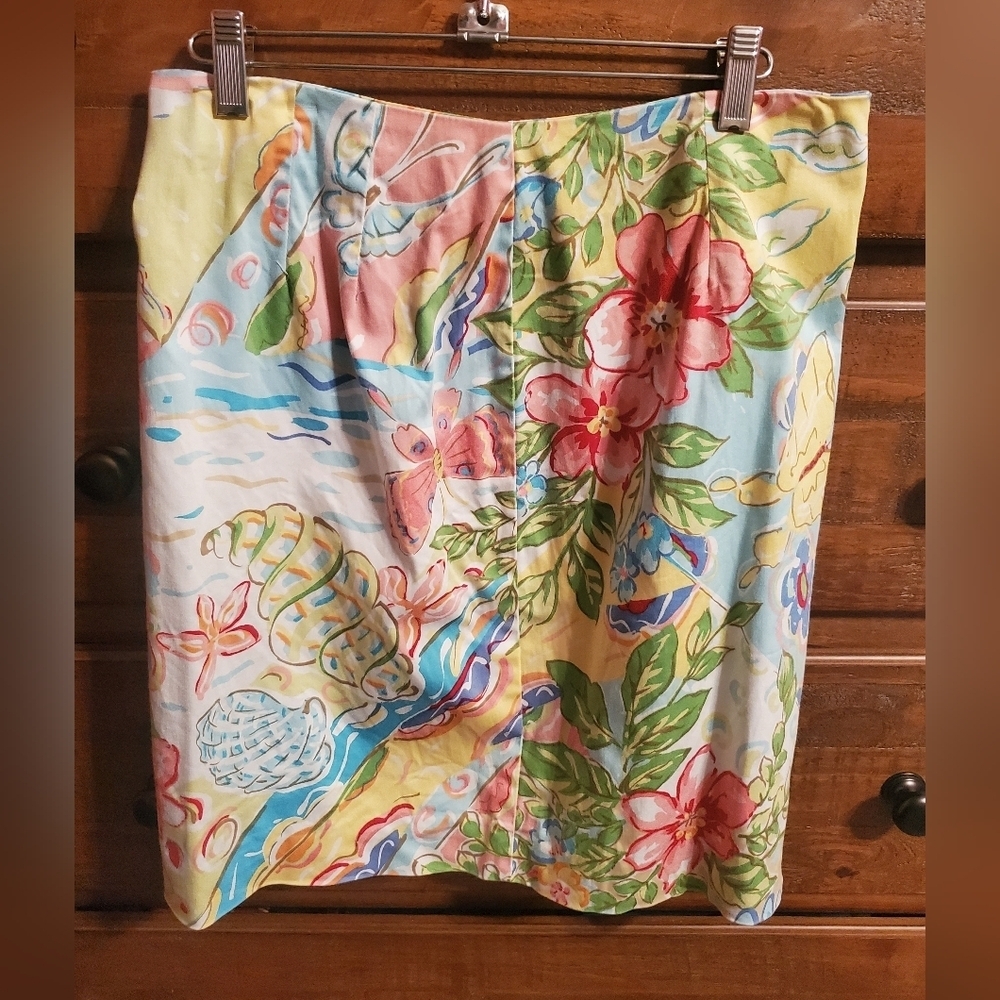 Talbots Beachy Floral Mutlicolor Skirt  Zips on side  Size 10P